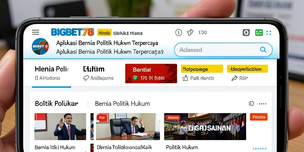 Screenshot utama BIGBET78 menampilkan antarmuka berita politik dan hukum.