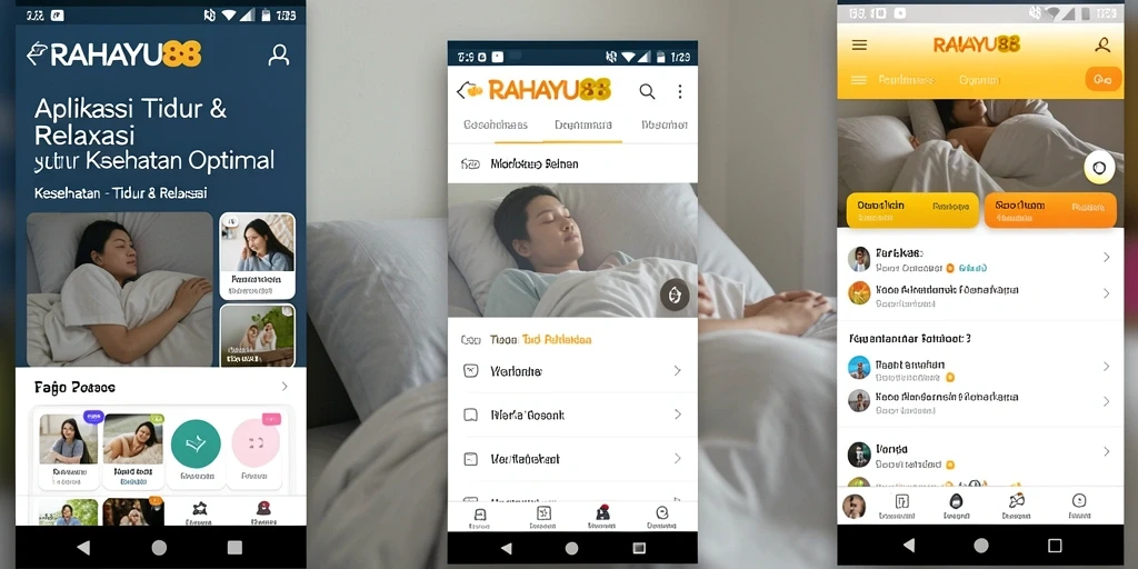 Tampilan antarmuka RAHAYU88 dengan fitur Tidur & Relaksasi yang menarik.